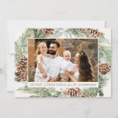 Rustikales Kieferkiefer Kranken Foto Feiertagskarte (Vorderseite)