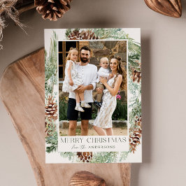 Rustikales Kieferkiefer Kranken Foto Feiertagskarte