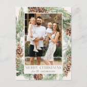 Rustikales Kieferkiefer Kranken Foto Feiertagspostkarte (Vorderseite)