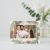 Rustikales Kieferkiefer Kranz 2 Foto Feiertagspostkarte (Stehend Vorderseite)