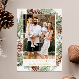 Rustikales Kieferkiefer Kranz 2 Foto Folien Feiertagskarte