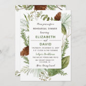 Rustikales Kieferkone Winter Probe Abendessen Einladung (Vorne/Hinten)