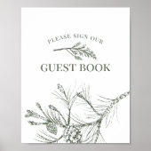 Rustikales Kiefern-Hochzeitsgästebuch-Schild Poster (Vorne)