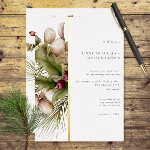 Rustikales Kiefern-Winterbouquet-Hochzeit Folieneinladung