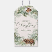 Rustikales Kiefernkiefer Kranz Geschenkanhänger (Vorderseite)