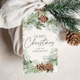 Rustikales Kiefernkiefer Kranz Geschenkanhänger