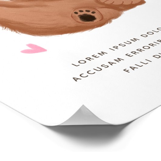 Rustikales Kinderbärchen Pink Babydusche Maßgeschn Poster (Ecke)