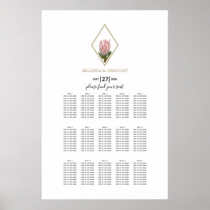 Rustikales King Protea Hochzeitsdiagramm Poster