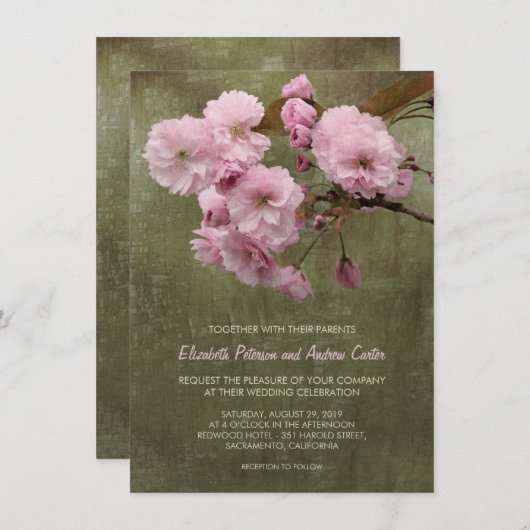 Rustikales Kirschblossom Blumenzwiebeln 4,5" x 6,2 Einladung (Vorne/Hinten)