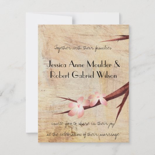 Rustikales Kirschblossom - Einladung zur Hochzeit (Vorderseite)