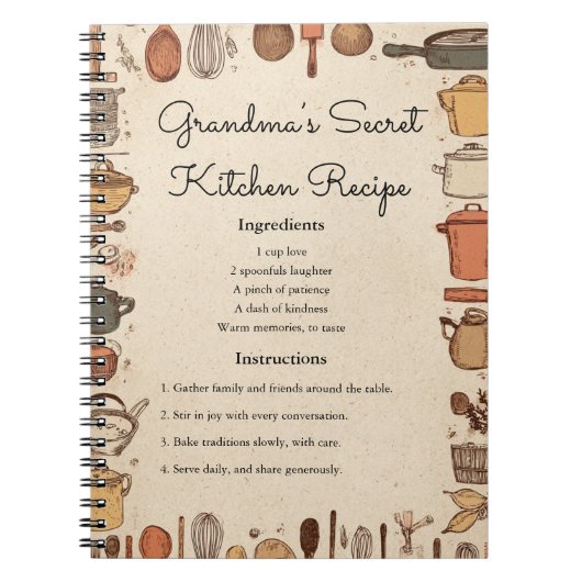 Rustikales Kitchen Rezeptkartendesign Notizblock (Vorderseite)