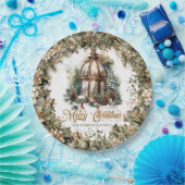 Rustikales klassisches Grün und goldenes Weihnacht Pappteller (Party)