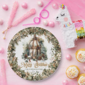 Rustikales klassisches Grün und goldenes Weihnacht Pappteller (Party)