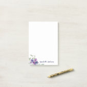 Rustikales klassisches Lila Blumenwasser Bouquet Post-it Klebezettel (Auf Schreibtisch)