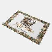 Rustikales klassisches Weidegrün Weihnachten Renti Fußmatte (Schrägansicht)