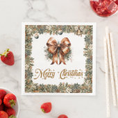 Rustikales Klassisches Weißgrün Weihnachtsband Serviette (Beispiel)