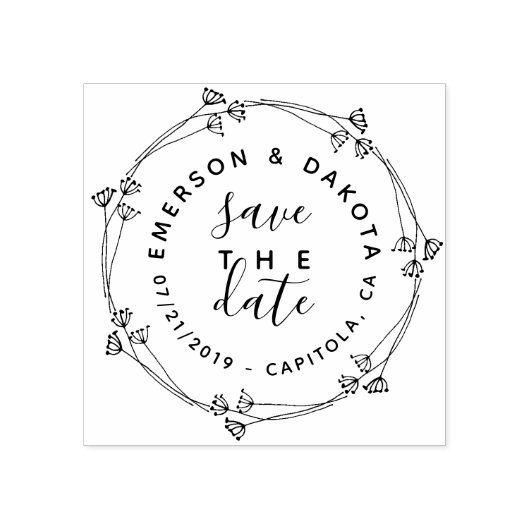 Rustikales Kleider und Drehbuch Save the Date Mode Gummistempel (Prägung)