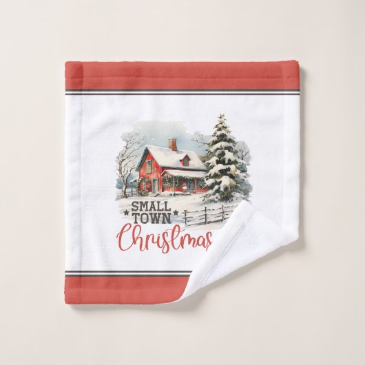Rustikales Kleinstädter Weihnachtsbauernhaus Badhandtuch Set (Waschlappen)