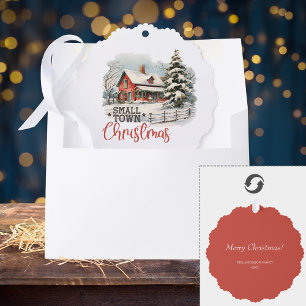 Rustikales Kleinstädter Weihnachtsbauernhaus Ornament Karte