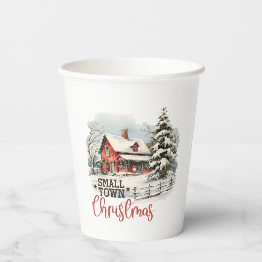 Rustikales Kleinstädter Weihnachtsbauernhaus Pappbecher (Rückseite)