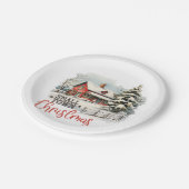 Rustikales Kleinstädter Weihnachtsbauernhaus Pappteller (Schrägansicht)
