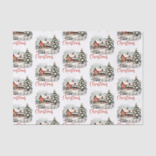 Rustikales Kleinstädter Weihnachtsbauernhaus Seidenpapier