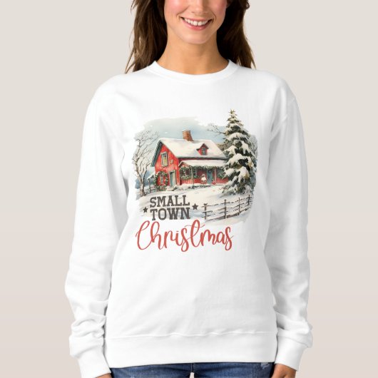 Rustikales Kleinstädter Weihnachtsbauernhaus Sweatshirt (Vorderseite)
