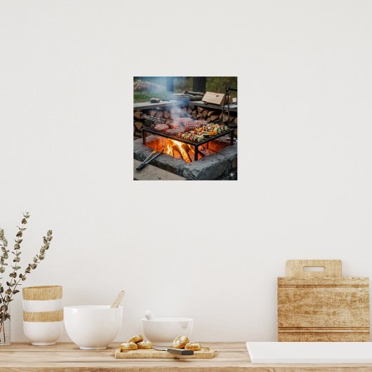 Rustikales Kochen im Freien Poster (Küche)