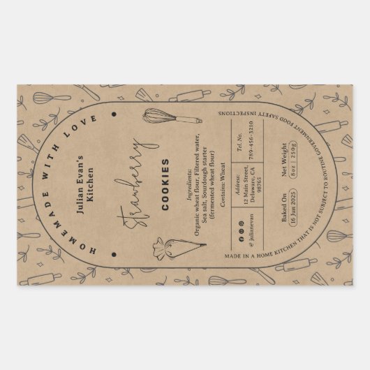 Rustikales Kochgeschirr Hütte Etikett Rechteckiger Aufkleber (Vorderseite)