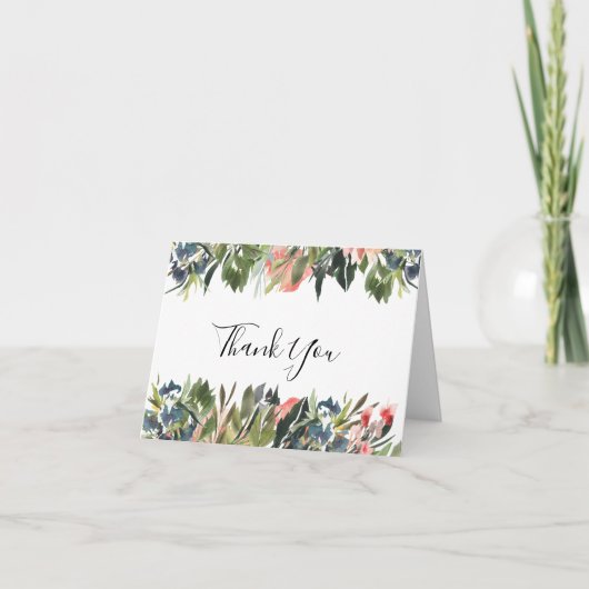 Rustikales Korallenblumenhochzeit Foto Danke Karte (Vorderseite)