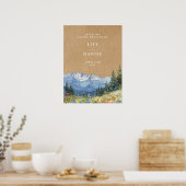 Rustikales Kraft-Berg-Blumen-Hochzeits-Willkommens Poster (Küche)