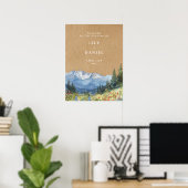Rustikales Kraft-Berg-Blumen-Hochzeits-Willkommens Poster (Heimbüro)