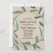 Rustikales Kraft Botanisches Krängungsleaf-Brautpa Einladung (Vorderseite)