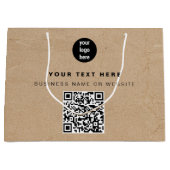 Rustikales Kraft Braun QR-Code Geschäftslogo Große Geschenktüte (Vorderseite)