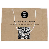 Rustikales Kraft Braun QR-Code Geschäftslogo Große Geschenktüte (Rückseite)