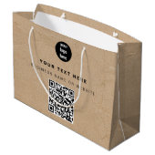 Rustikales Kraft Braun QR-Code Geschäftslogo Große Geschenktüte (Rückseite Schrägansicht)