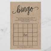 Rustikales Kraft Brautparty Bingo, Paper Game Card Flyer (Vorne)