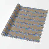 Rustikales Kraft Bright Blue Christmas String Ligh Geschenkpapier (Ungerollt)