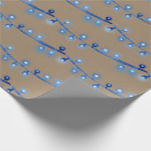 Rustikales Kraft Bright Blue Christmas String Ligh Geschenkpapier (Ecke)