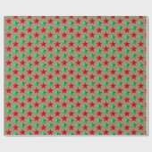 Rustikales Kraft-Bright Green Red Stars Wrapping P Geschenkpapier (Flach)