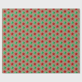 Rustikales Kraft-Bright Green Red Stars Wrapping P Geschenkpapier
