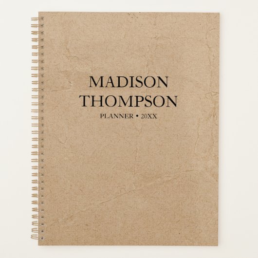 Rustikales Kraft Brown Paper Einfach Beruflich Planer (Vorderseite)