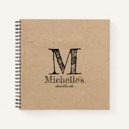 Rustikales Kraft Brown Paper Look Monogram Sketchb Notizblock