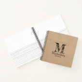 Rustikales Kraft Brown Paper Look Monogram Sketchb Notizblock (Innenseite)