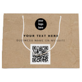 Rustikales Kraft Brown QR Code Business Logo Große Geschenktüte (Vorderseite)