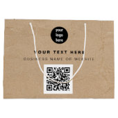 Rustikales Kraft Brown QR Code Business Logo Große Geschenktüte (Rückseite)