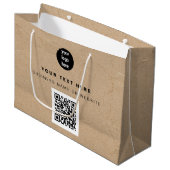 Rustikales Kraft Brown QR Code Business Logo Große Geschenktüte (Vorderseite Schrägansicht)