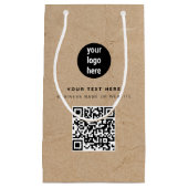 Rustikales Kraft Brown QR Code Business Logo Kleine Geschenktüte (Vorderseite)