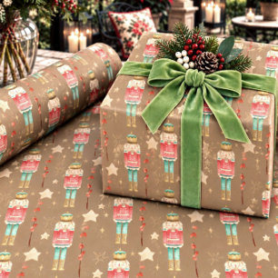 Rustikales Kraft Der Weihnachtsnussknacker Geschenkpapier