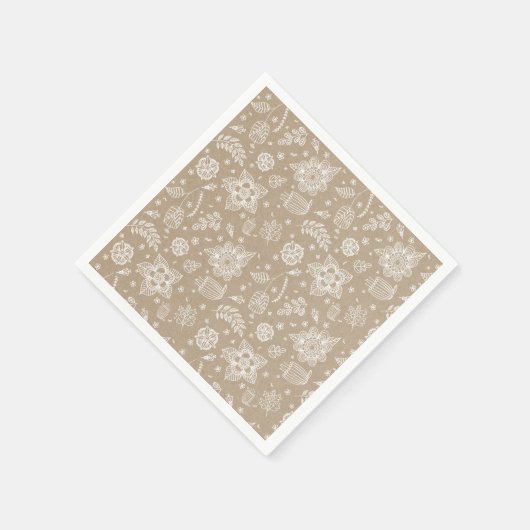 Rustikales Kraft Floral Oaster Paper Napkin Serviette (Ecke)
